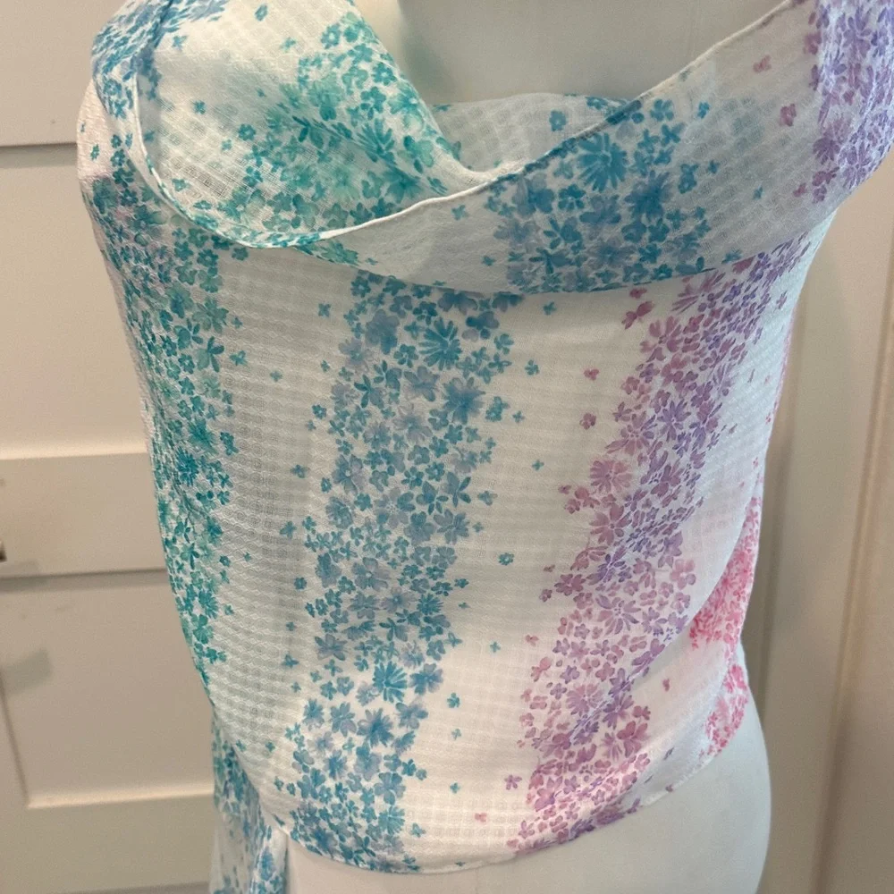 Talbots Pastel Floral Colorful Scarf